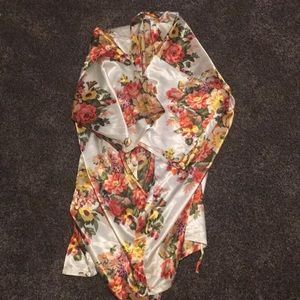 Floral silk robe